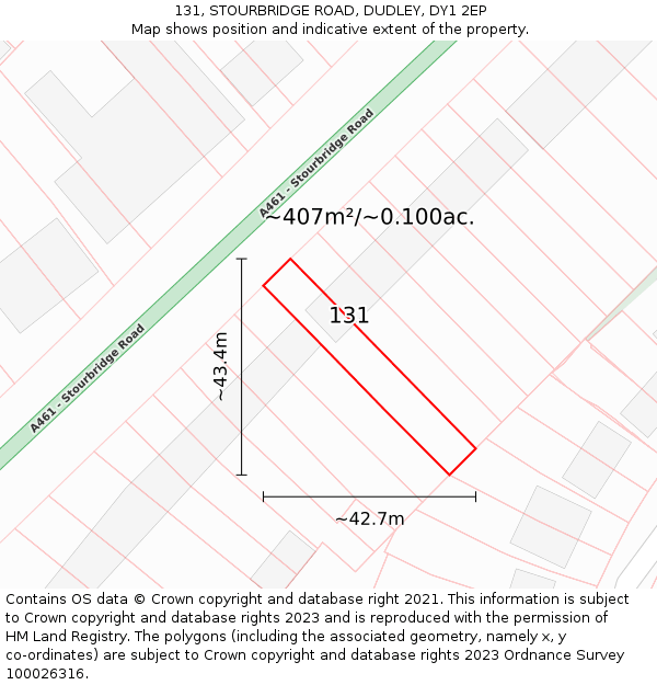 131, STOURBRIDGE ROAD, DUDLEY, DY1 2EP: Plot and title map