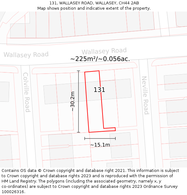 131, WALLASEY ROAD, WALLASEY, CH44 2AB: Plot and title map