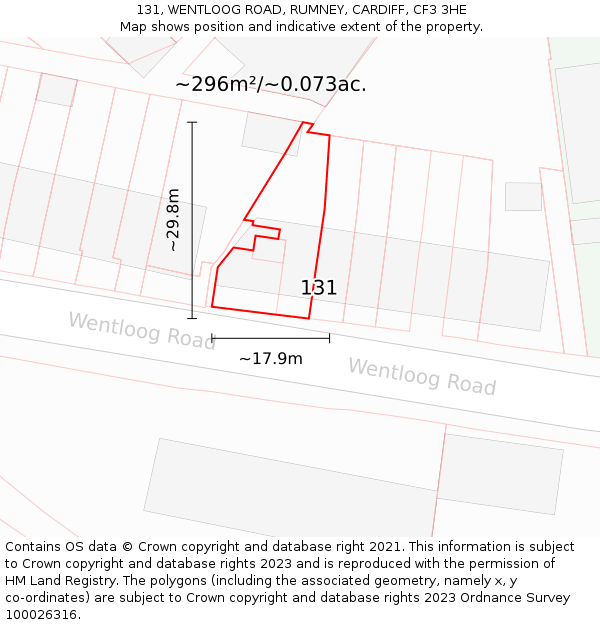 131, WENTLOOG ROAD, RUMNEY, CARDIFF, CF3 3HE: Plot and title map