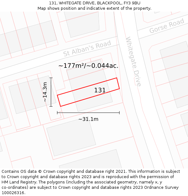 131, WHITEGATE DRIVE, BLACKPOOL, FY3 9BU: Plot and title map