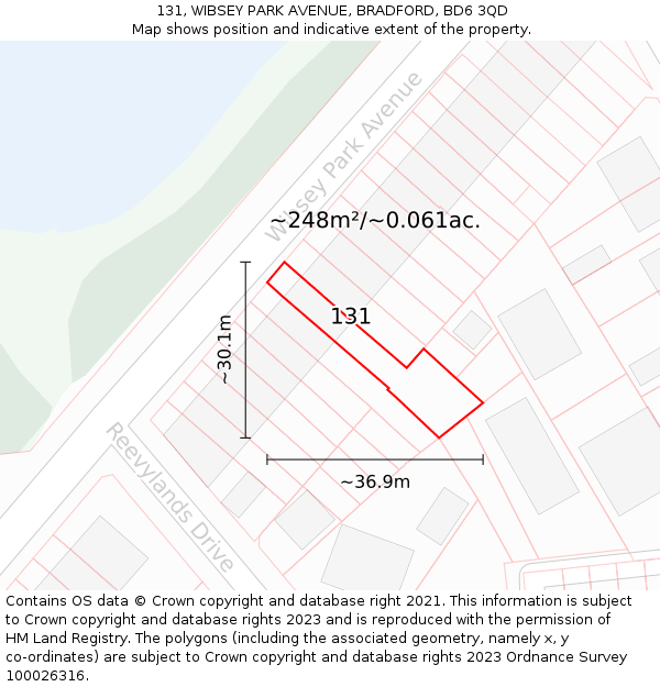 131, WIBSEY PARK AVENUE, BRADFORD, BD6 3QD: Plot and title map