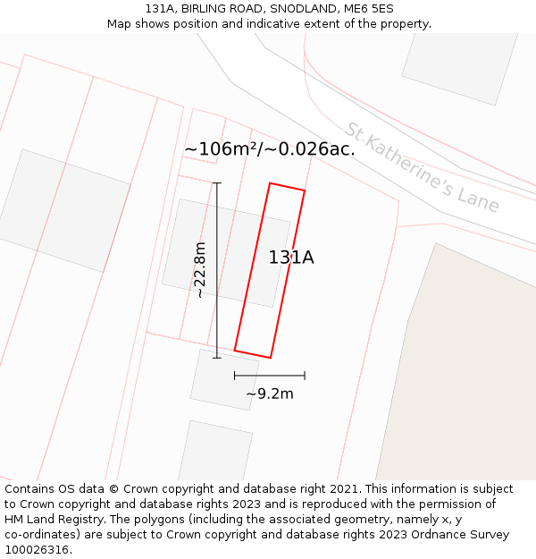 131A, BIRLING ROAD, SNODLAND, ME6 5ES: Plot and title map