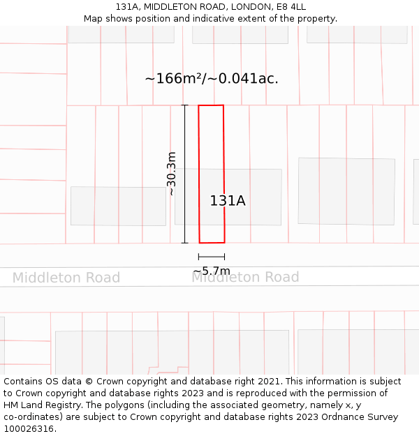 131A, MIDDLETON ROAD, LONDON, E8 4LL: Plot and title map