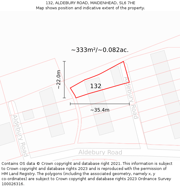 132, ALDEBURY ROAD, MAIDENHEAD, SL6 7HE: Plot and title map