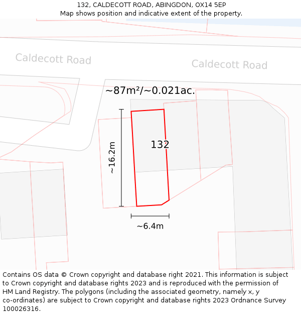 132, CALDECOTT ROAD, ABINGDON, OX14 5EP: Plot and title map