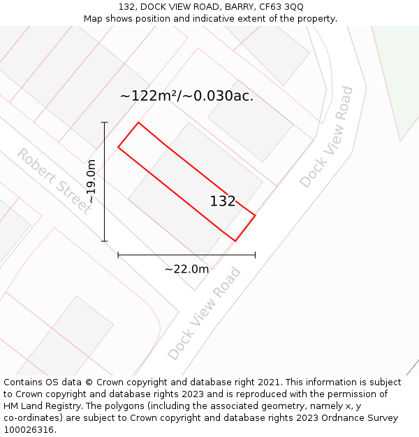 132, DOCK VIEW ROAD, BARRY, CF63 3QQ: Plot and title map