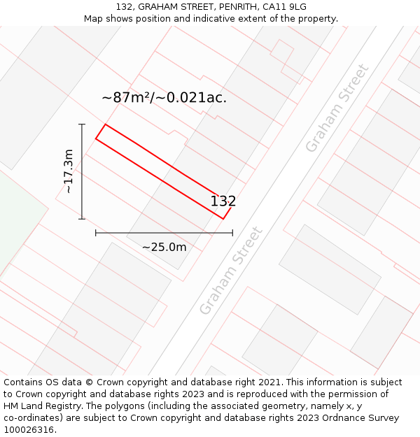 132, GRAHAM STREET, PENRITH, CA11 9LG: Plot and title map