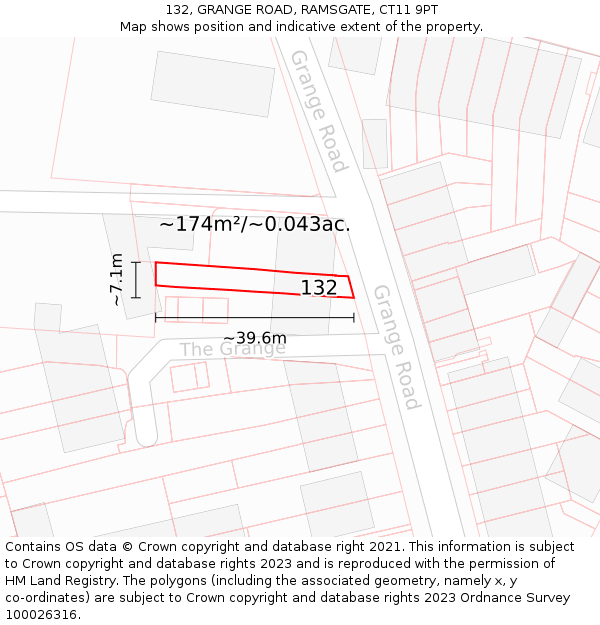 132, GRANGE ROAD, RAMSGATE, CT11 9PT: Plot and title map