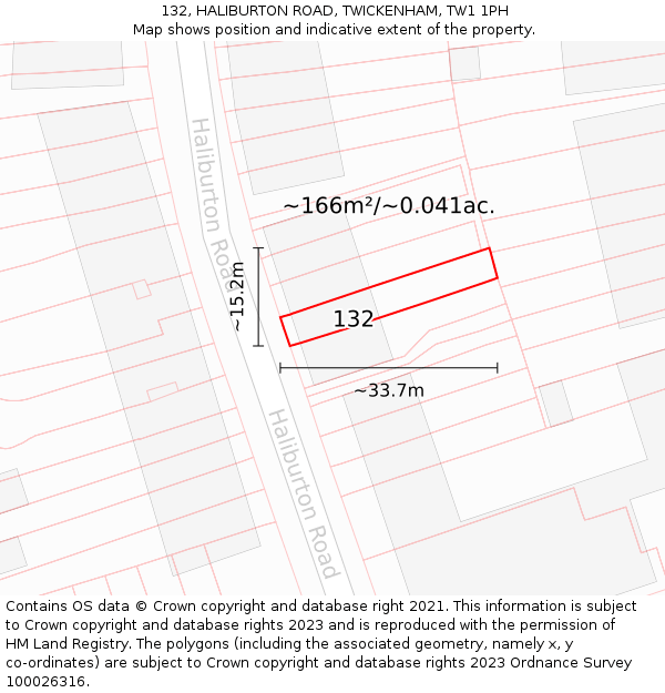 132, HALIBURTON ROAD, TWICKENHAM, TW1 1PH: Plot and title map