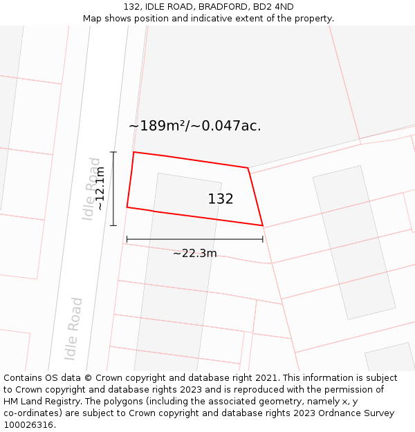 132, IDLE ROAD, BRADFORD, BD2 4ND: Plot and title map