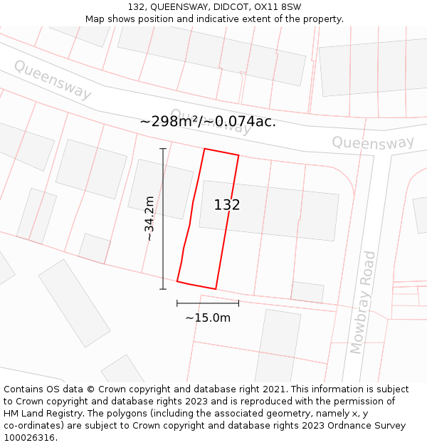 132, QUEENSWAY, DIDCOT, OX11 8SW: Plot and title map