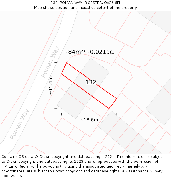 132, ROMAN WAY, BICESTER, OX26 6FL: Plot and title map
