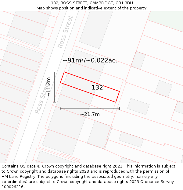 132, ROSS STREET, CAMBRIDGE, CB1 3BU: Plot and title map