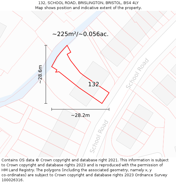 132, SCHOOL ROAD, BRISLINGTON, BRISTOL, BS4 4LY: Plot and title map