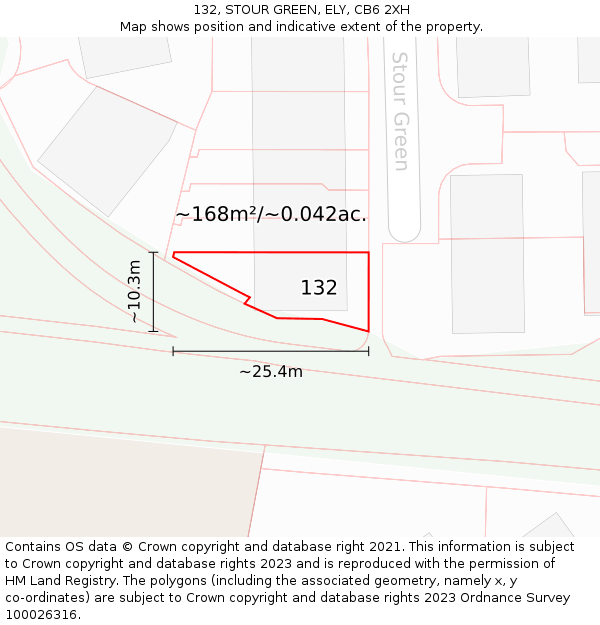 132, STOUR GREEN, ELY, CB6 2XH: Plot and title map