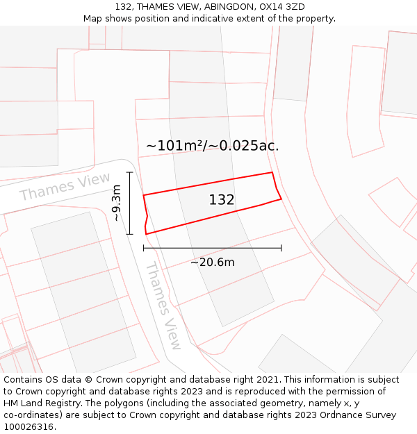 132, THAMES VIEW, ABINGDON, OX14 3ZD: Plot and title map