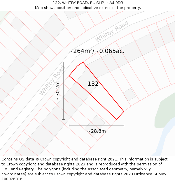 132, WHITBY ROAD, RUISLIP, HA4 9DR: Plot and title map