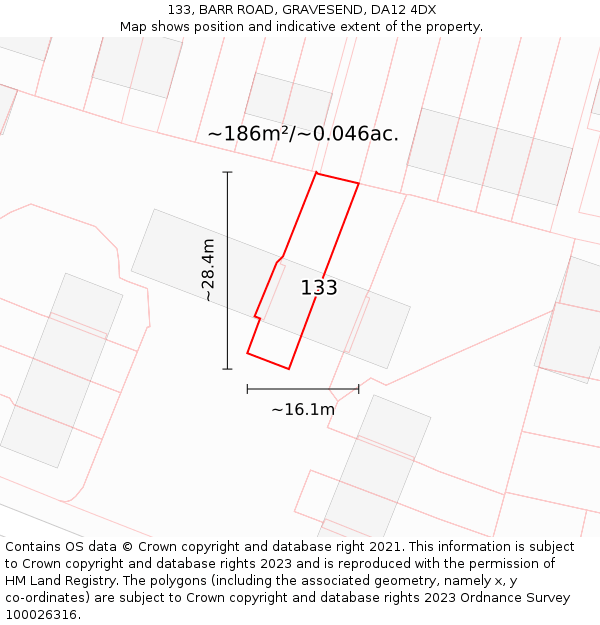 133, BARR ROAD, GRAVESEND, DA12 4DX: Plot and title map