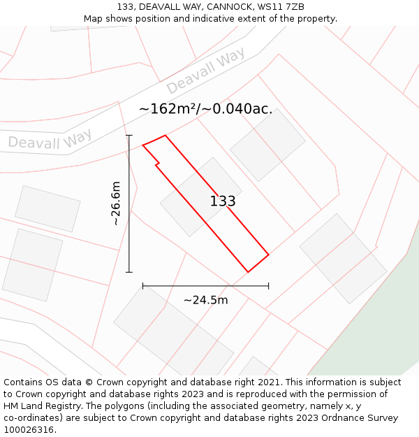 133, DEAVALL WAY, CANNOCK, WS11 7ZB: Plot and title map