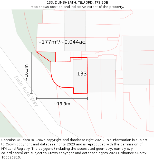 133, DUNSHEATH, TELFORD, TF3 2DB: Plot and title map
