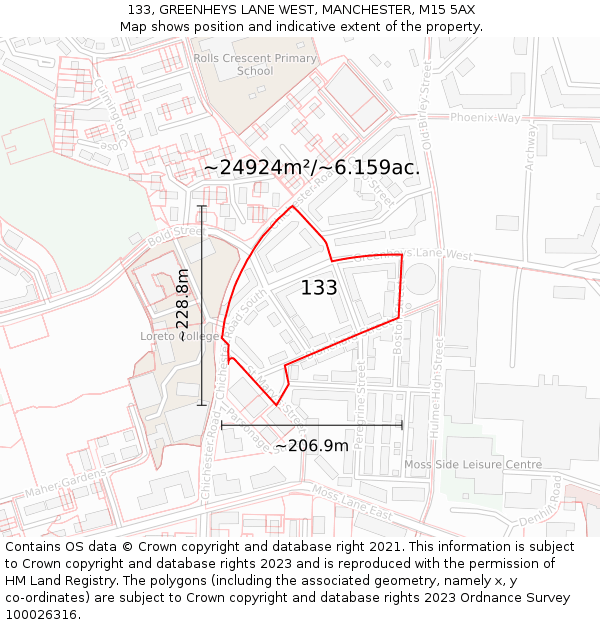 133, GREENHEYS LANE WEST, MANCHESTER, M15 5AX: Plot and title map