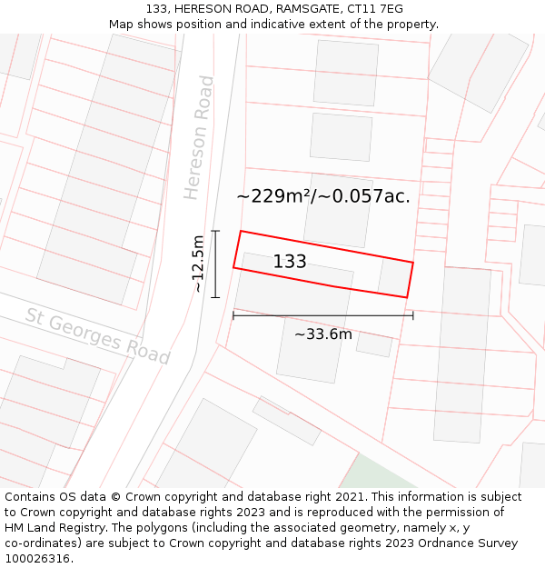 133, HERESON ROAD, RAMSGATE, CT11 7EG: Plot and title map