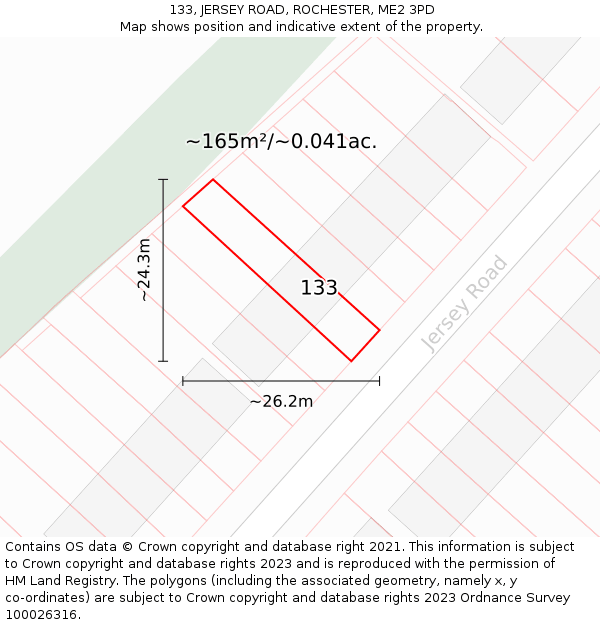 133, JERSEY ROAD, ROCHESTER, ME2 3PD: Plot and title map