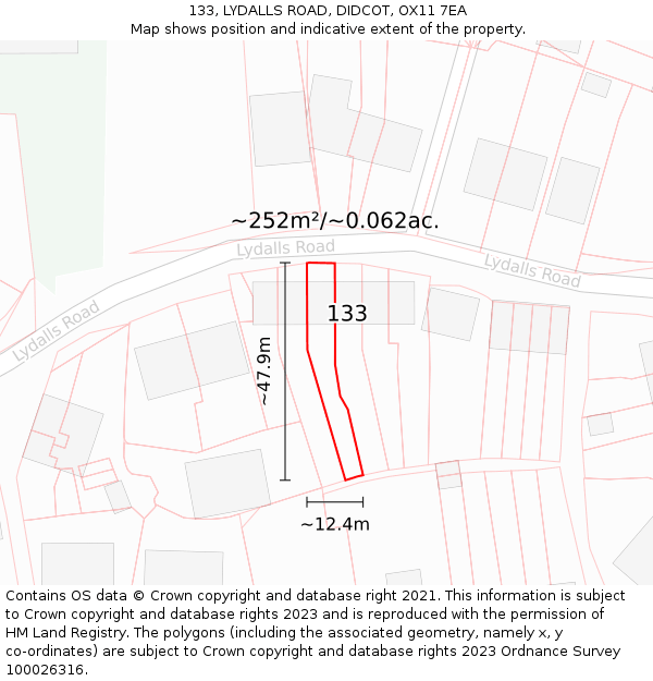133, LYDALLS ROAD, DIDCOT, OX11 7EA: Plot and title map