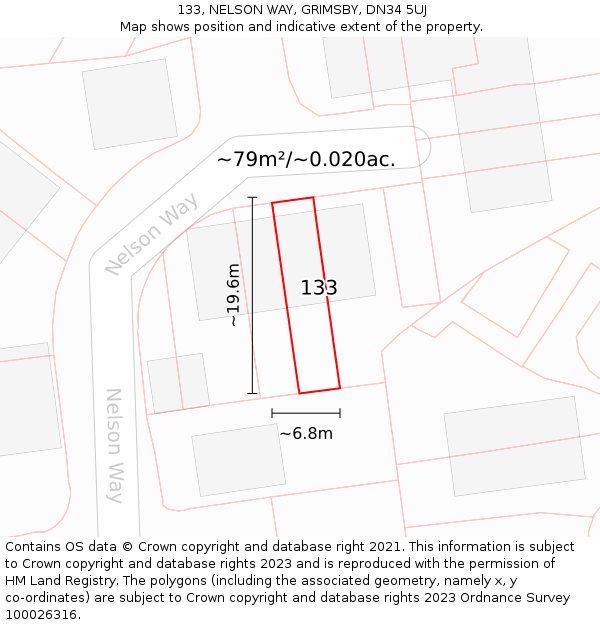 133, NELSON WAY, GRIMSBY, DN34 5UJ: Plot and title map