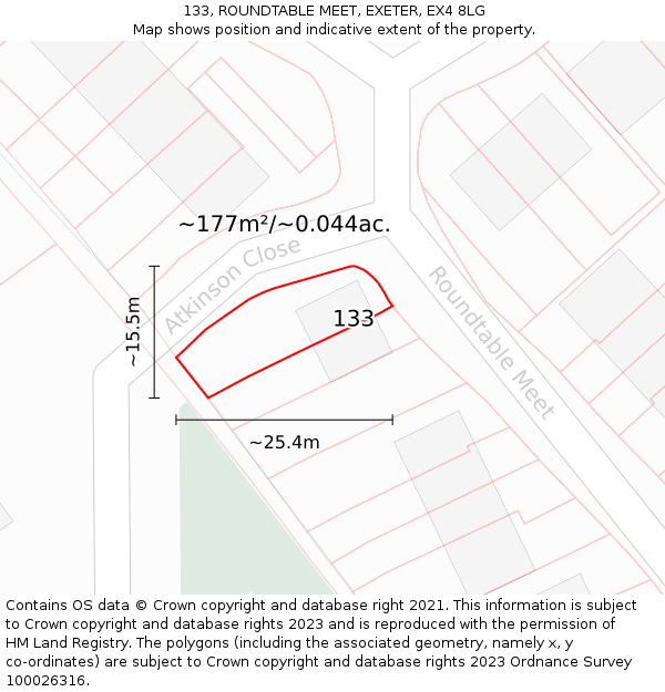 133, ROUNDTABLE MEET, EXETER, EX4 8LG: Plot and title map