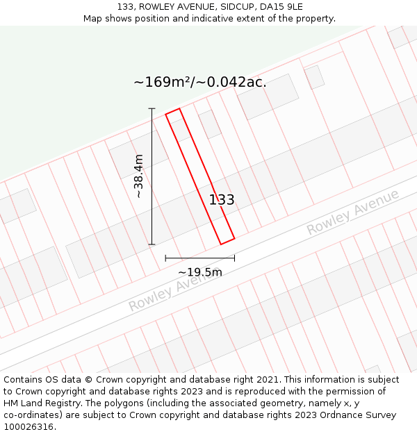 133, ROWLEY AVENUE, SIDCUP, DA15 9LE: Plot and title map