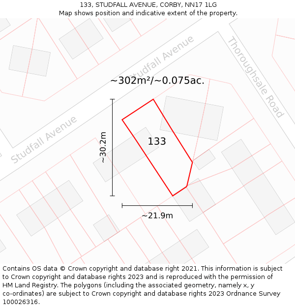 133, STUDFALL AVENUE, CORBY, NN17 1LG: Plot and title map