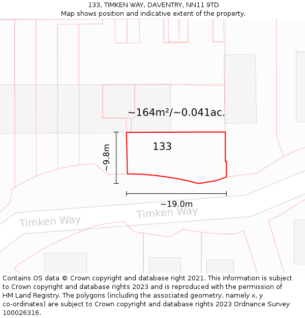 133, TIMKEN WAY, DAVENTRY, NN11 9TD: Plot and title map
