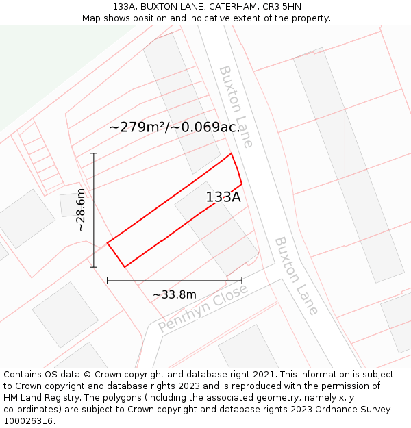 133A, BUXTON LANE, CATERHAM, CR3 5HN: Plot and title map