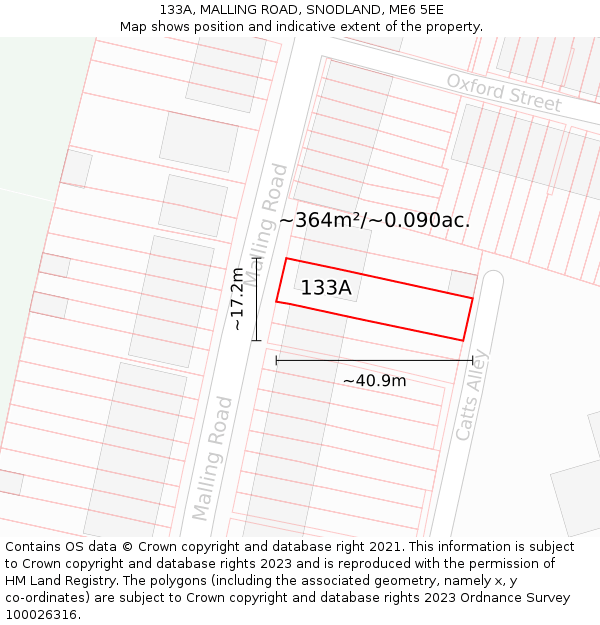 133A, MALLING ROAD, SNODLAND, ME6 5EE: Plot and title map
