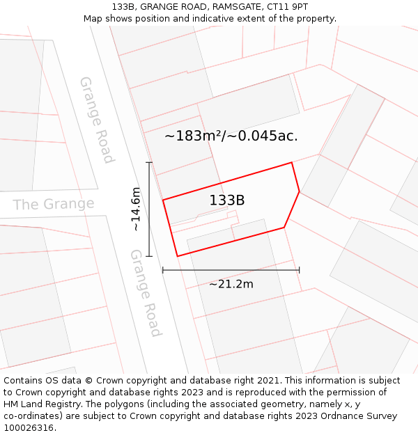 133B, GRANGE ROAD, RAMSGATE, CT11 9PT: Plot and title map