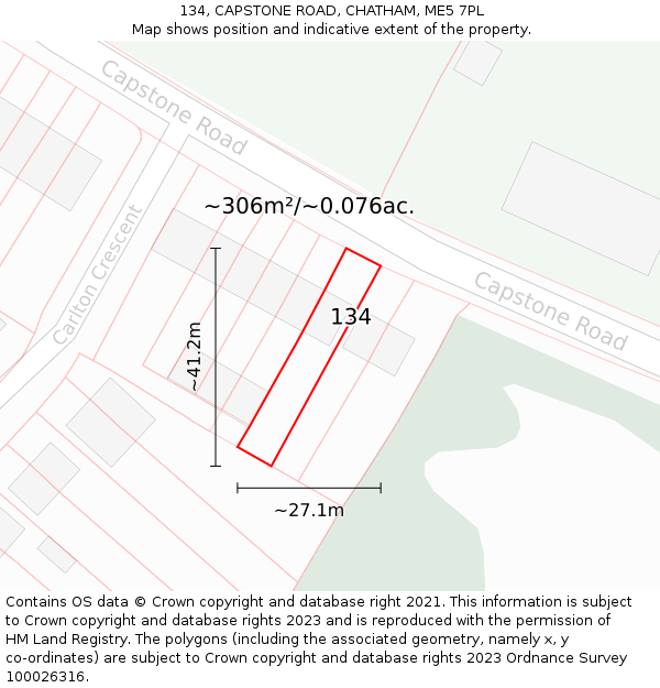 134, CAPSTONE ROAD, CHATHAM, ME5 7PL: Plot and title map
