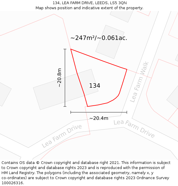 134, LEA FARM DRIVE, LEEDS, LS5 3QN: Plot and title map