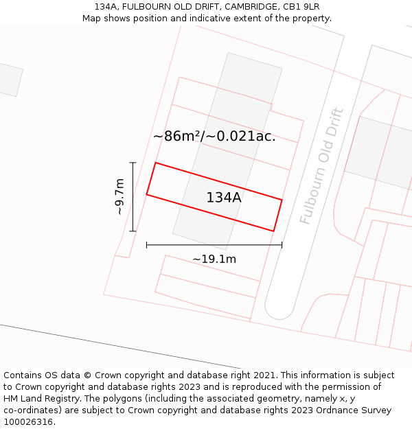 134A, FULBOURN OLD DRIFT, CAMBRIDGE, CB1 9LR: Plot and title map