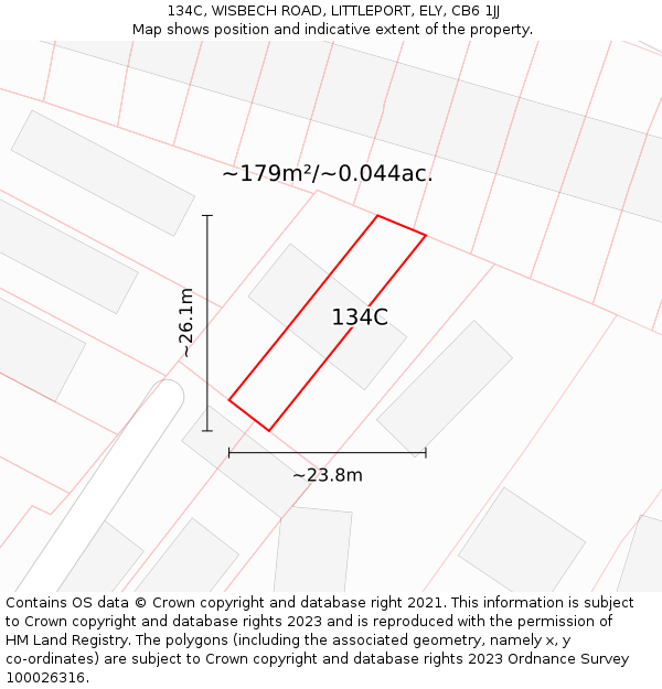 134C, WISBECH ROAD, LITTLEPORT, ELY, CB6 1JJ: Plot and title map