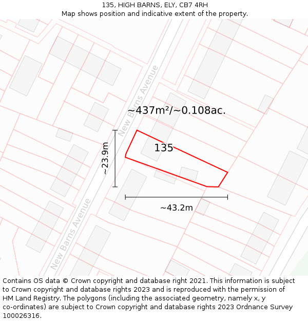 135, HIGH BARNS, ELY, CB7 4RH: Plot and title map