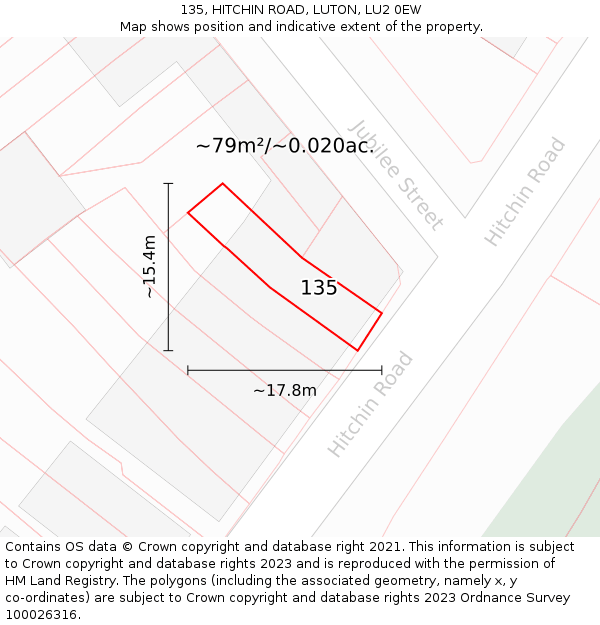135, HITCHIN ROAD, LUTON, LU2 0EW: Plot and title map