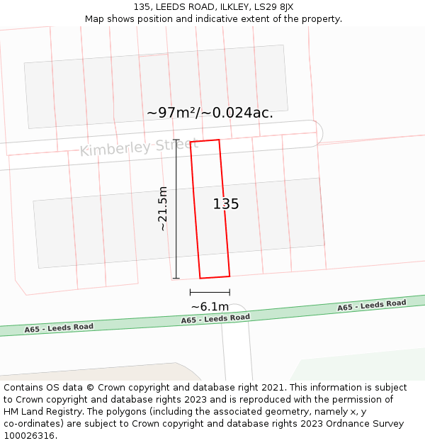 135, LEEDS ROAD, ILKLEY, LS29 8JX: Plot and title map