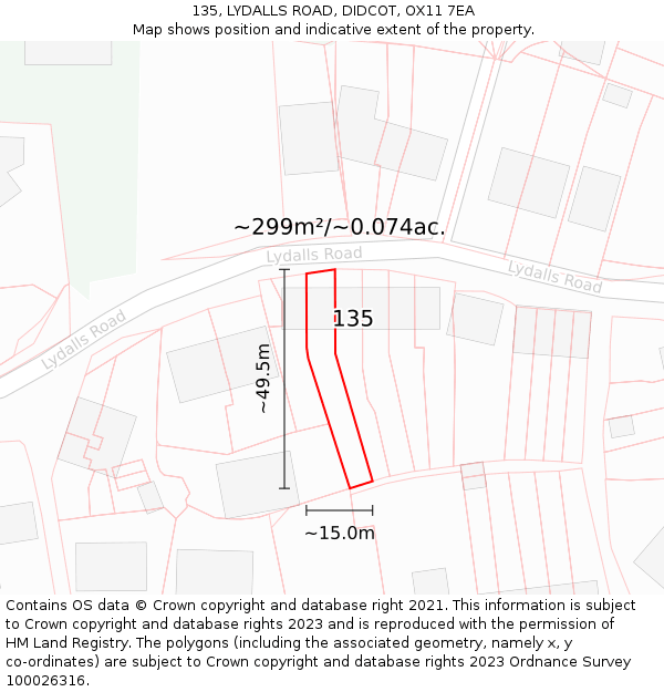 135, LYDALLS ROAD, DIDCOT, OX11 7EA: Plot and title map