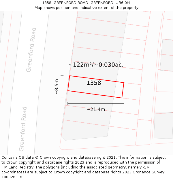 1358, GREENFORD ROAD, GREENFORD, UB6 0HL: Plot and title map