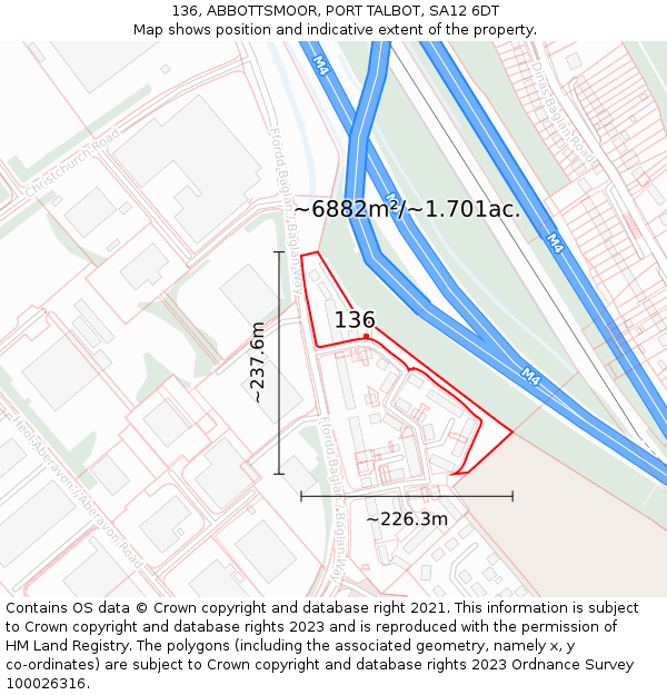 136, ABBOTTSMOOR, PORT TALBOT, SA12 6DT: Plot and title map