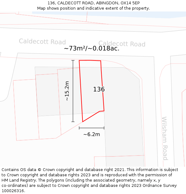 136, CALDECOTT ROAD, ABINGDON, OX14 5EP: Plot and title map