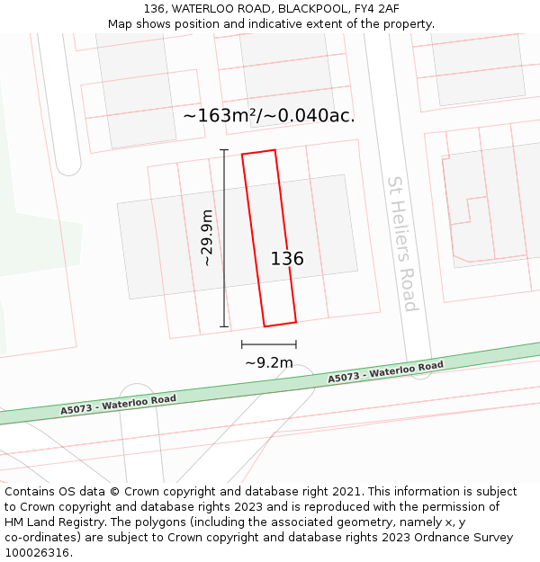 136, WATERLOO ROAD, BLACKPOOL, FY4 2AF: Plot and title map