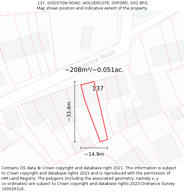 137, GODSTOW ROAD, WOLVERCOTE, OXFORD, OX2 8PG: Plot and title map