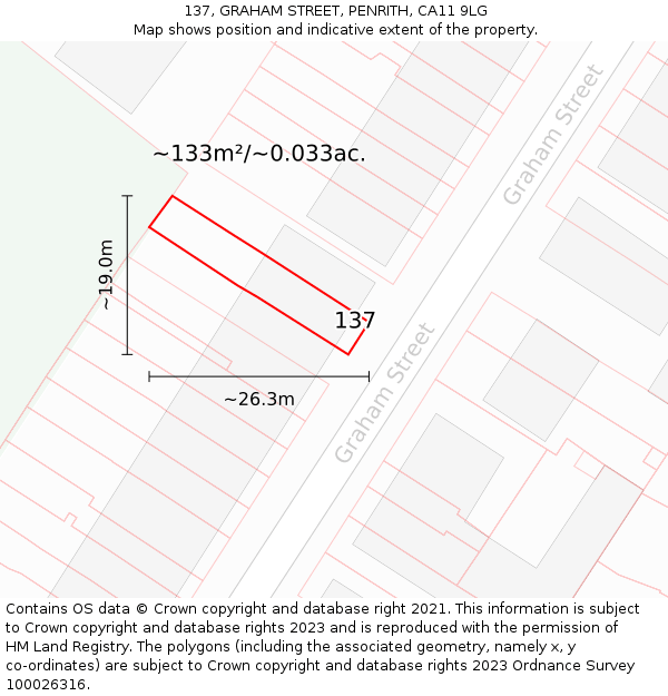 137, GRAHAM STREET, PENRITH, CA11 9LG: Plot and title map